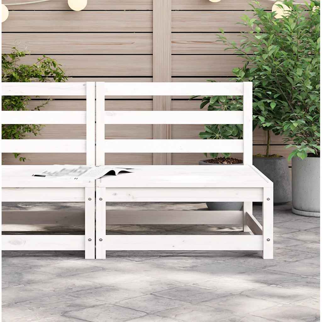 vidaXL Garden Sofa Armless White 70x70x67 cm Solid Wood Pine