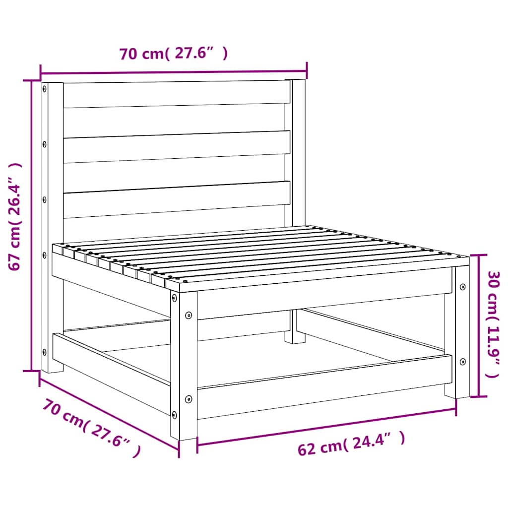 vidaXL Garden Sofa | Natural Wood | Solid Douglas Wood | 70x70x67 cm | Modular
