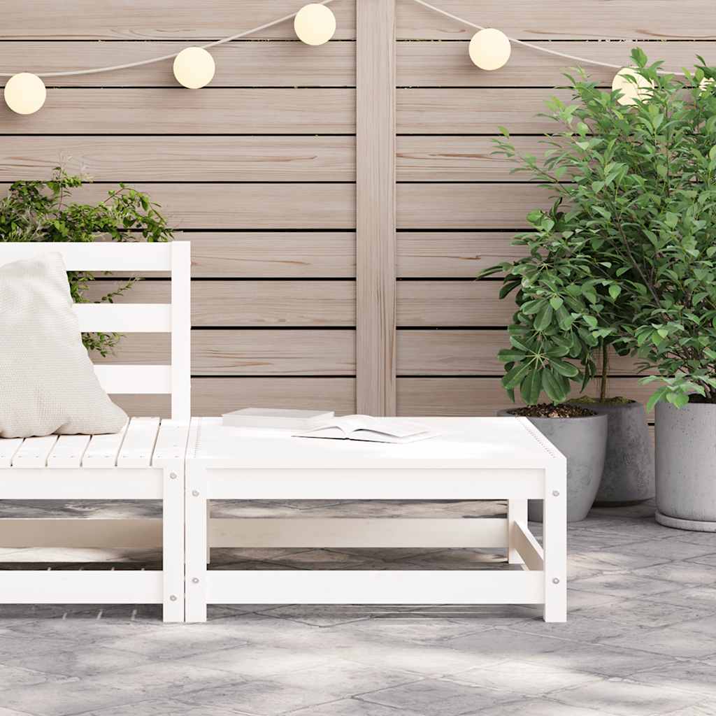 vidaXL Garden Footstool | White | Solid pine wood | 70x70x30 cm | Modular
