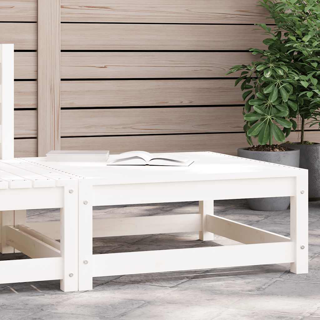 vidaXL Garden Footstool | White | Solid pine wood | 70x70x30 cm | Modular