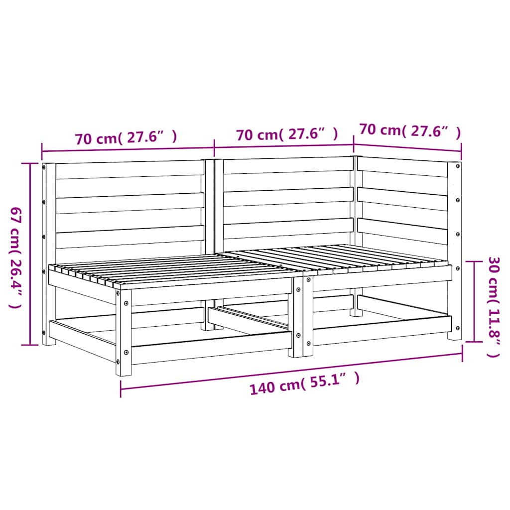 vidaXL Garden Sofa 2-Seater Solid Wood Pine