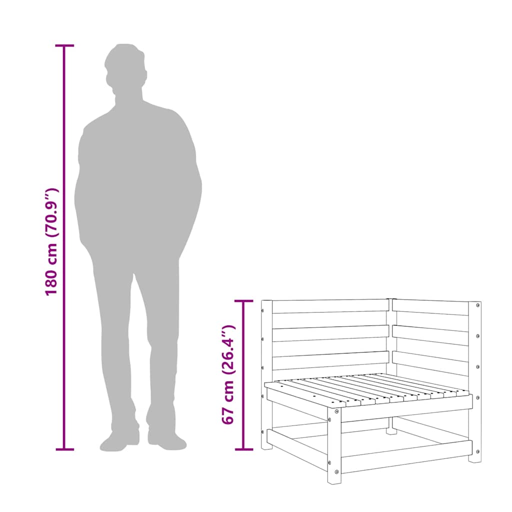 vidaXL Garden Sofa 3-Seater Impregnated Wood Pine