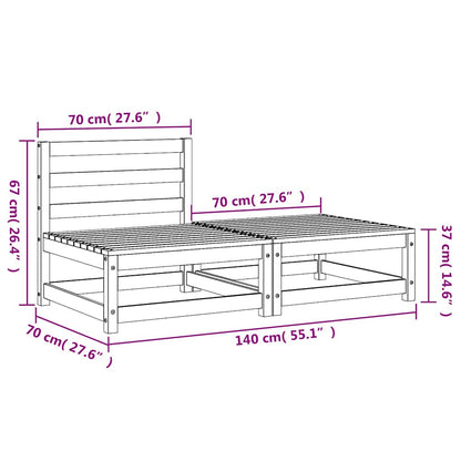 vidaXL Garden Sofa Armless with Footstool Solid Wood Douglas