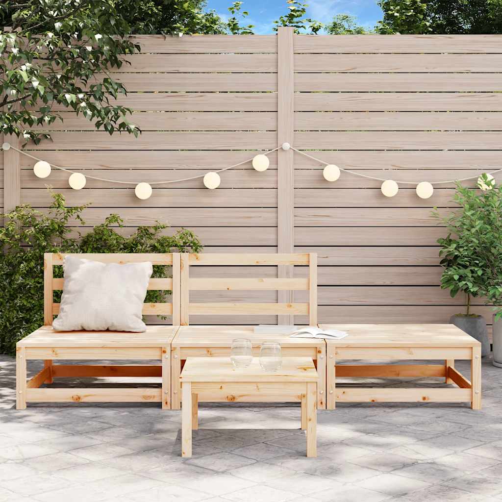 vidaXL Garden Sofa | Natural Wood | Solid Pine | Two-seater | Modular | Rustic