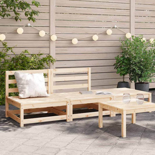 vidaXL Garden Sofa | Natural Wood | Solid Pine | Two-seater | Modular | Rustic