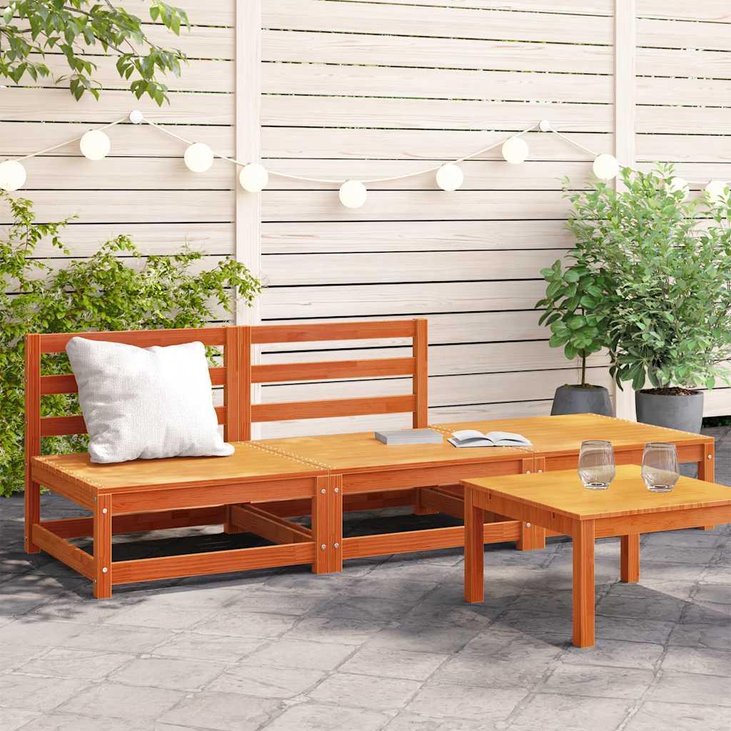 vidaXL Garden Sofa | Wax brown | Solid pine wood | Large | Modular | Garden Sofa