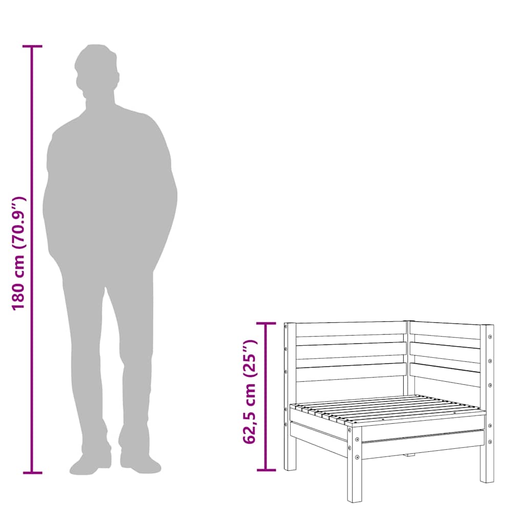 vidaXL Garden Sofa Corner Solid Wood Pine
