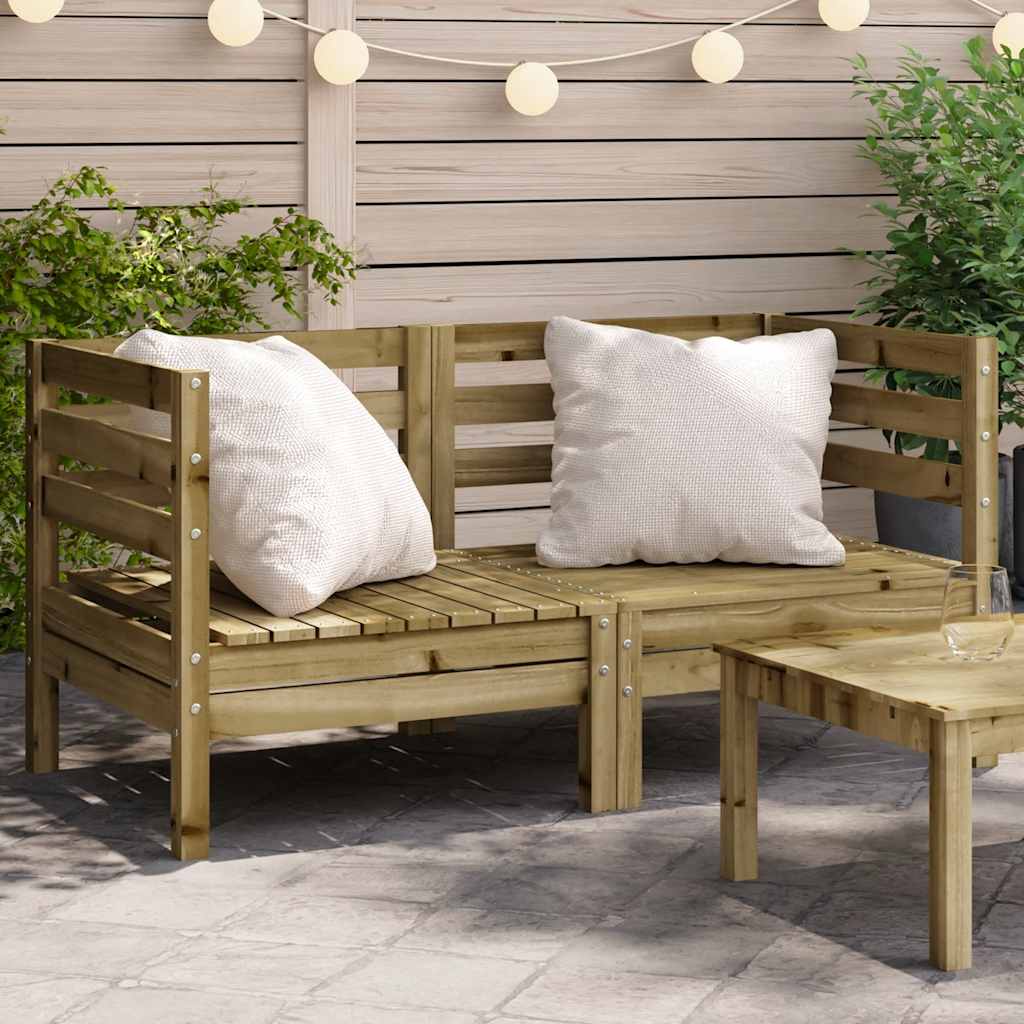 vidaXL Garden Sofa | Set of 2 | Natural Wood | Treated pinewood | Medium