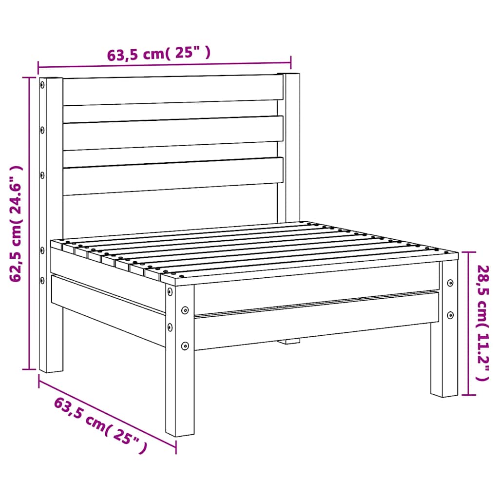 vidaXL Garden Sofa | Natural Wood | Solid Douglas Fir wood | Single | Modular