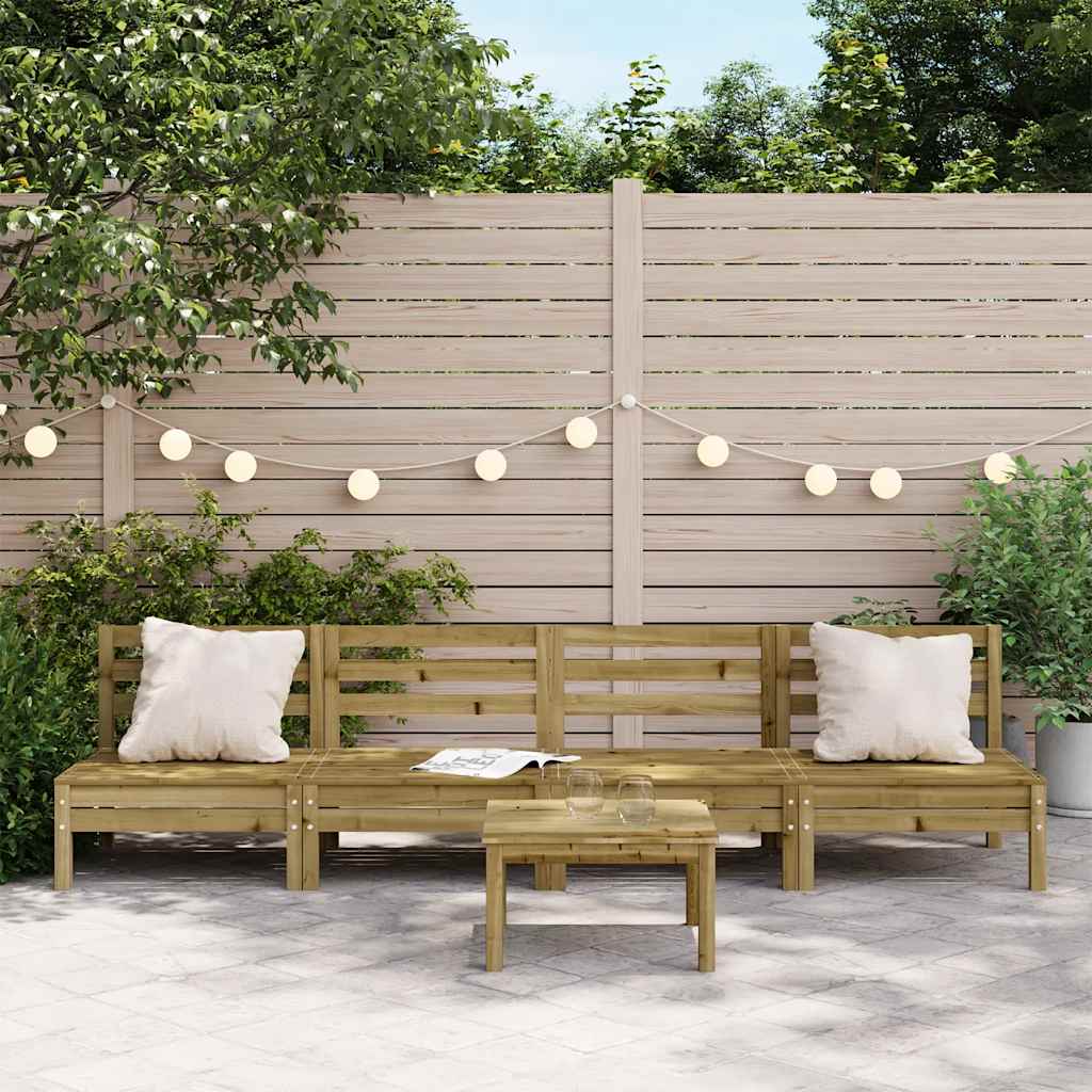vidaXL Garden Sofa | Set of 4 | Natural Brown | Impregnated Pine Wood | Standard