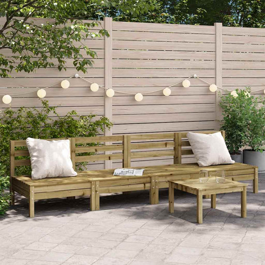 vidaXL Garden Sofa | Set of 4 | Natural Brown | Impregnated Pine Wood | Standard