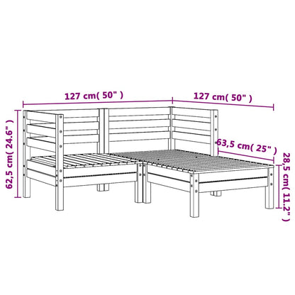 vidaXL Garden Sofa | Natural Pine | Solid pine wood | 2-Seater | Modular