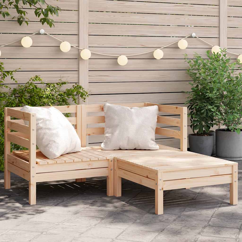 vidaXL Garden Sofa | Natural Pine | Solid pine wood | 2-Seater | Modular