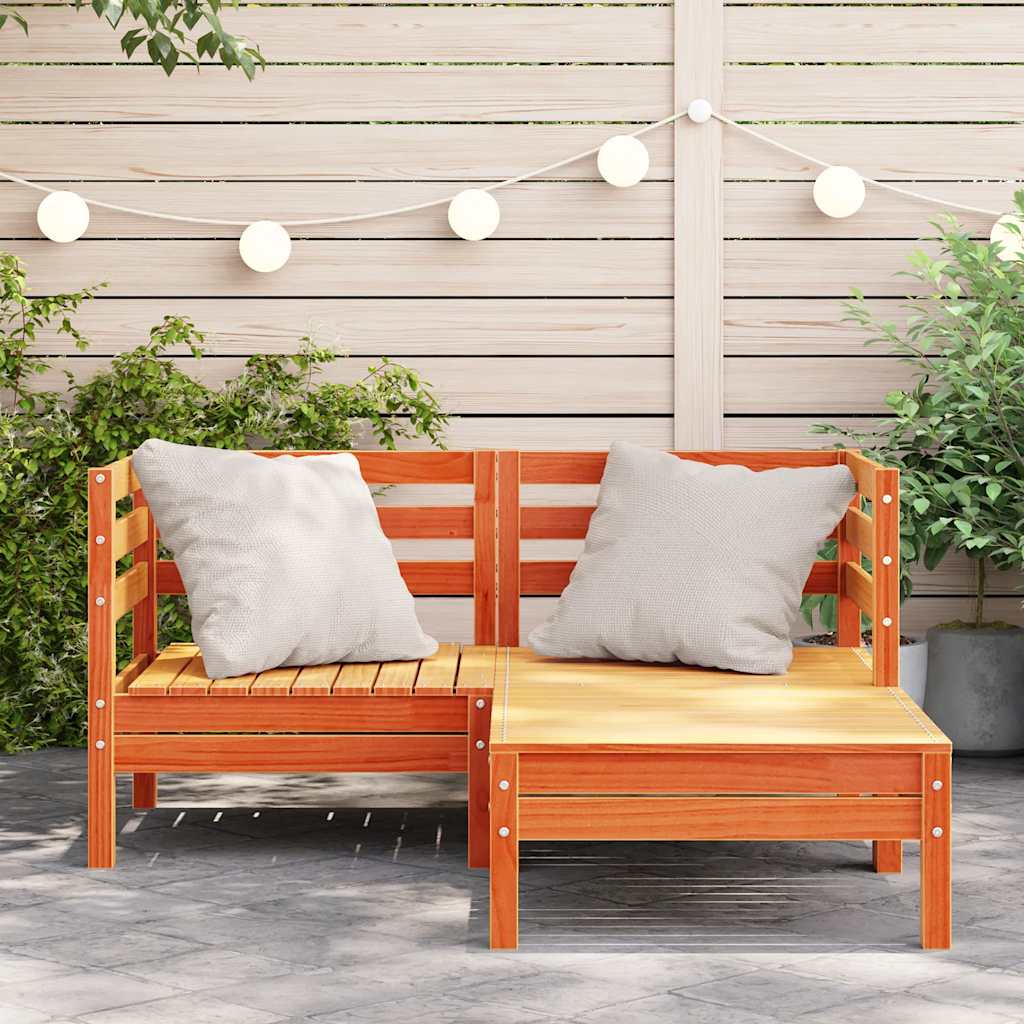 vidaXL Garden Sofa | Wax brown | Solid pine wood | 2-seater | Modular