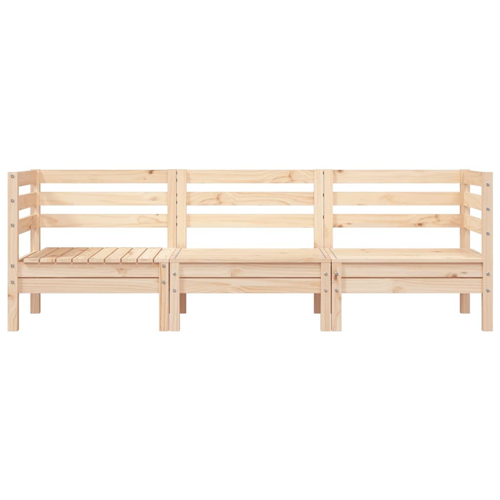 vidaXL Garden Sofa | Natural Wood | Solid Pine Wood | 3-seater | Modular
