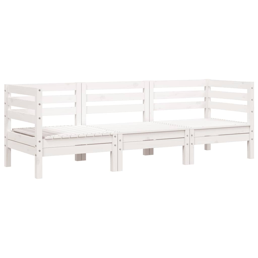 vidaXL Garden Sofa | White | Solid pine wood | 3-seater | Modular | Garden Sofa