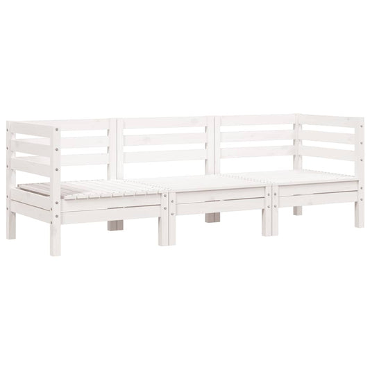 vidaXL Garden Sofa | White | Solid pine wood | 3-seater | Modular | Garden Sofa