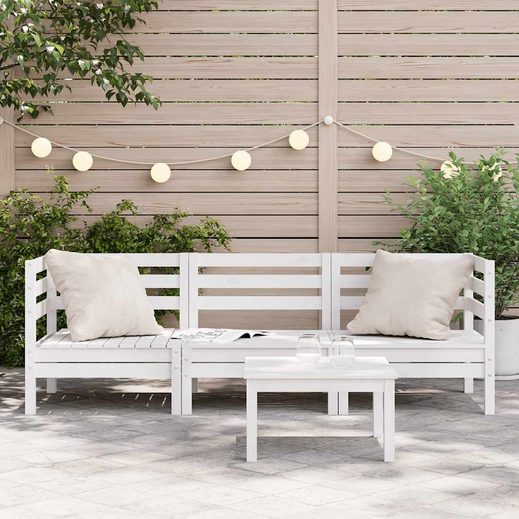 vidaXL Garden Sofa | White | Solid pine wood | 3-seater | Modular | Garden Sofa