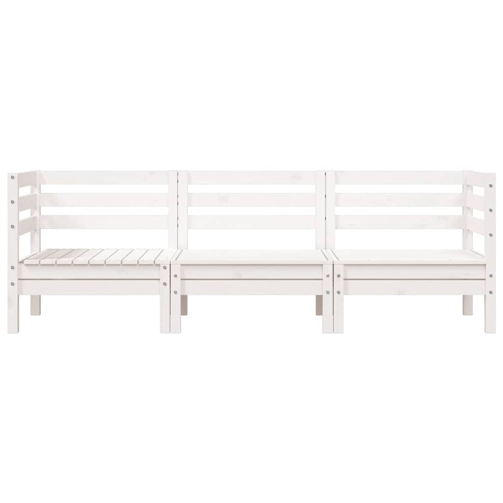 vidaXL Garden Sofa | White | Solid pine wood | 3-seater | Modular | Garden Sofa