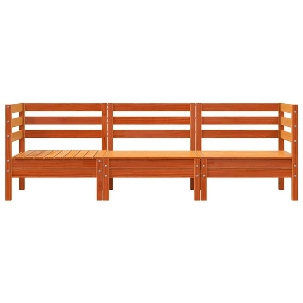 vidaXL Garden Sofa 3-Seater Wax Brown Solid Wood Pine