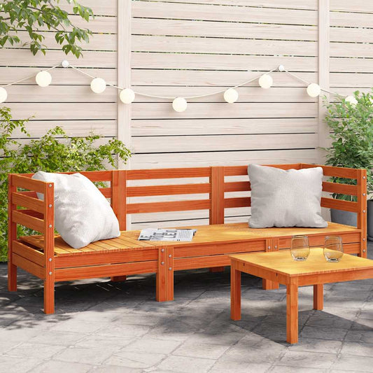 vidaXL Garden Sofa | Wax Brown | Solid Pine Wood | 3-Seater | Modular