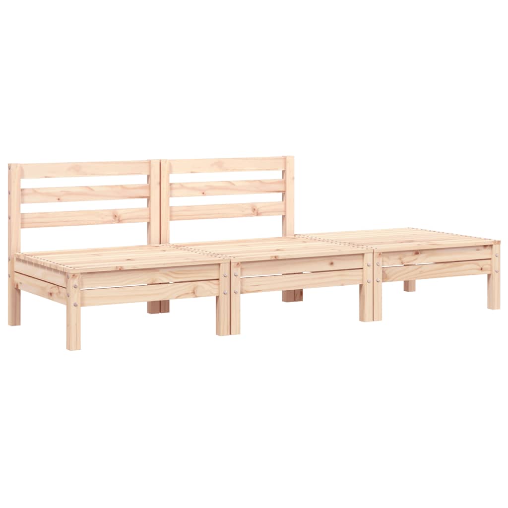 vidaXL Garden Sofa | Natural Pine | Solid Pine Wood | 3-Seater | Modular