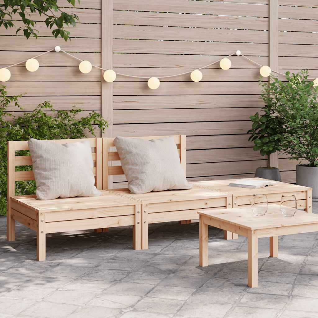 vidaXL Garden Sofa | Natural Pine | Solid Pine Wood | 3-Seater | Modular