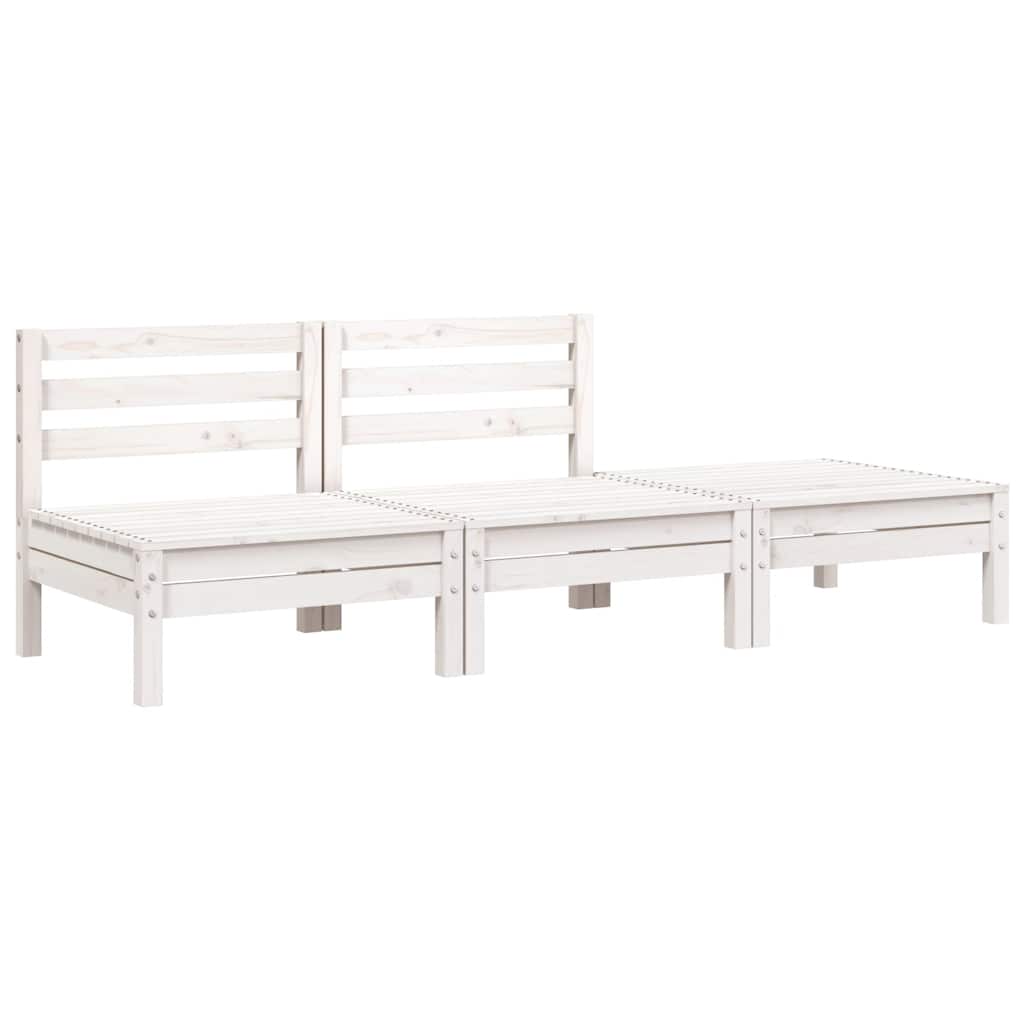 vidaXL Garden Sofa | White | Solid pine wood | 3-seater | Modular | Garden Sofa