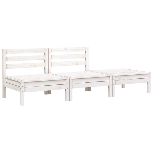 vidaXL Garden Sofa | White | Solid pine wood | 3-seater | Modular | Garden Sofa