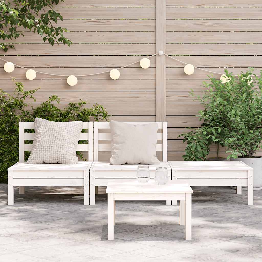 vidaXL Garden Sofa | White | Solid pine wood | 3-seater | Modular | Garden Sofa