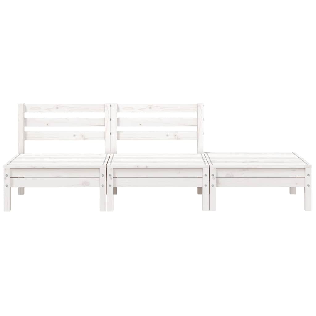 vidaXL Garden Sofa | White | Solid pine wood | 3-seater | Modular | Garden Sofa