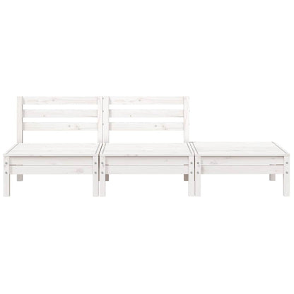 vidaXL Garden Sofa | White | Solid pine wood | 3-seater | Modular | Garden Sofa
