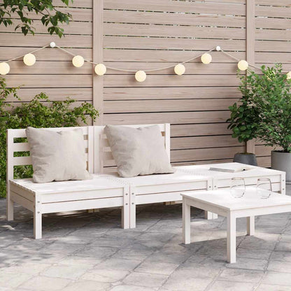 vidaXL Garden Sofa | White | Solid pine wood | 3-seater | Modular | Garden Sofa
