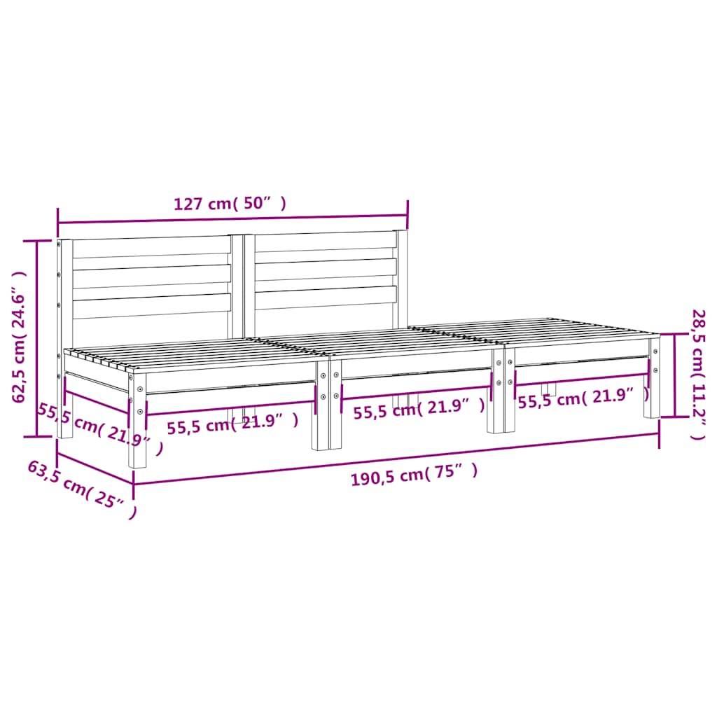 vidaXL Garden Sofa | Wax brown | Solid pine wood | Large | Modular | Garden Sofa