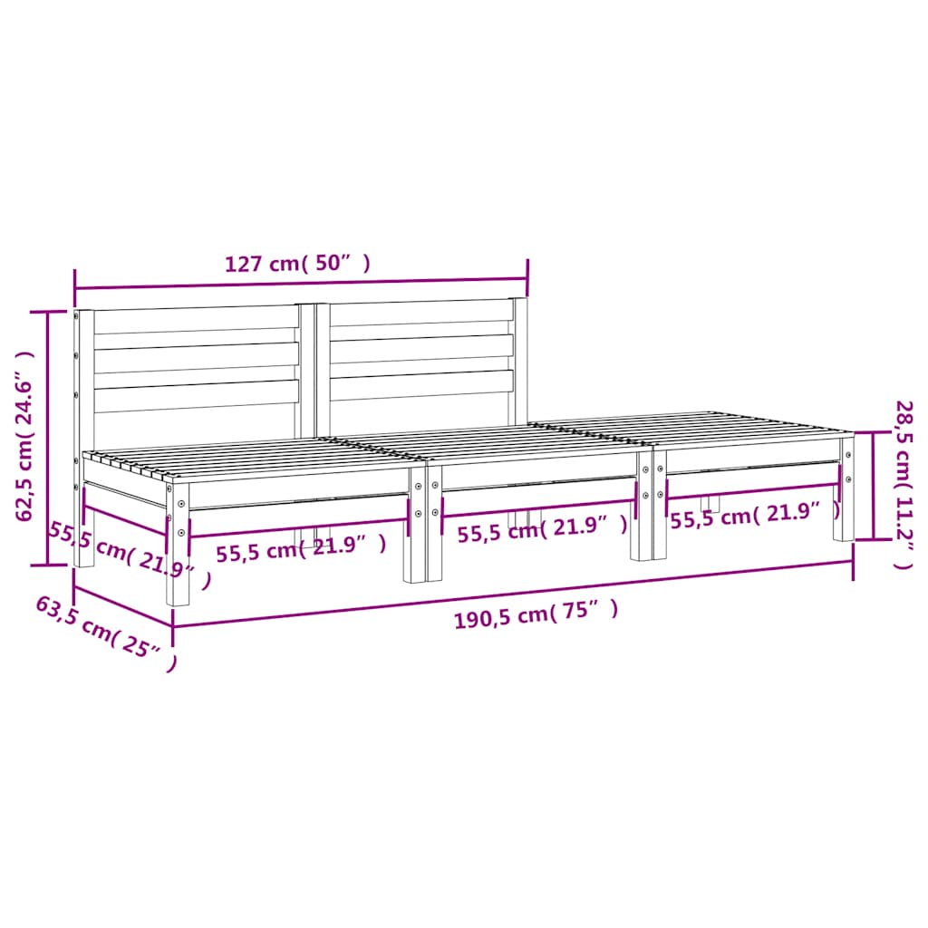 vidaXL Garden Sofa | Natural Wood | Solid Douglas Fir wood | 3-seater | Modular