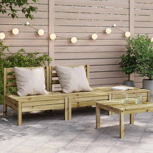 vidaXL Garden Sofa | Natural Pine | Impregnated pine wood | 3-Seater | Modular