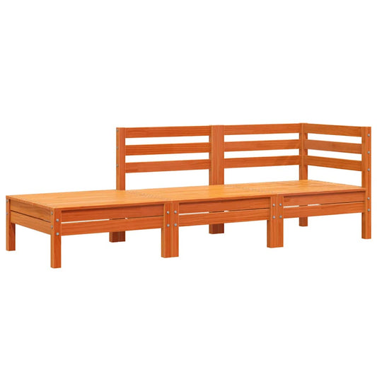 vidaXL Garden Sofa | Wax Brown | Solid Pine Wood | 3-Seater | Modular