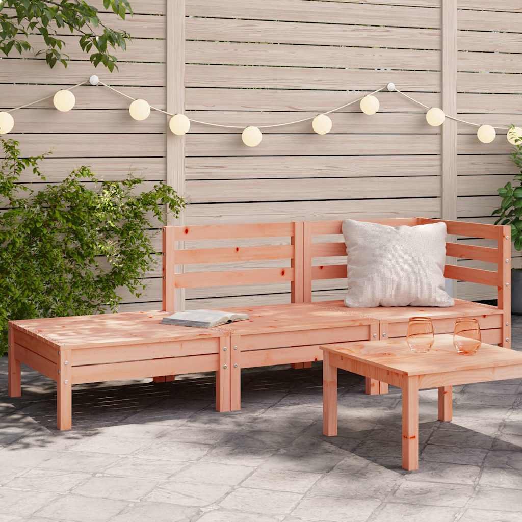 vidaXL Garden Sofa | Natural Wood | Solid Douglas Fir Wood | 3-Seater | Modular