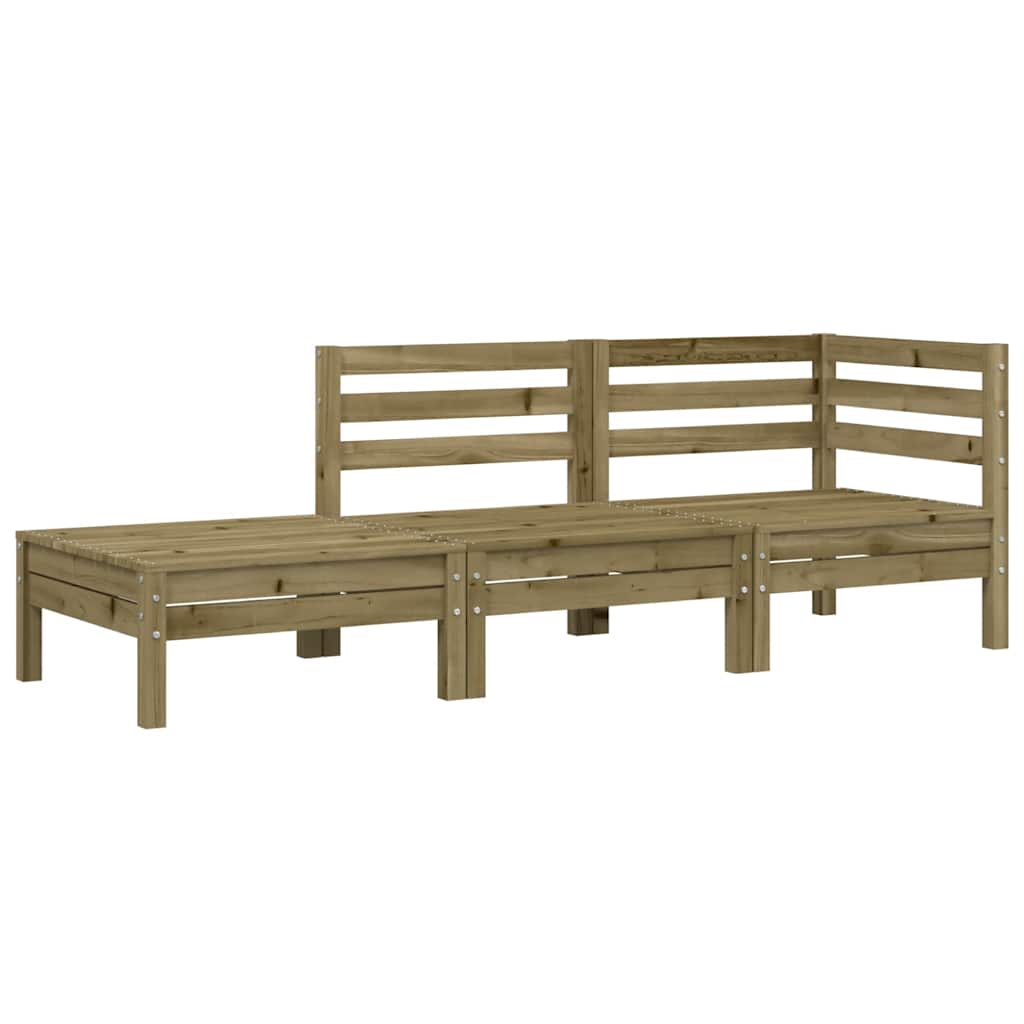 vidaXL Garden Sofa | Natural wood | Impregnated solid pine wood | 3-Seater