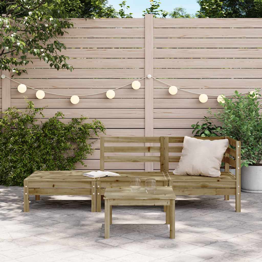 vidaXL Garden Sofa | Natural wood | Impregnated solid pine wood | 3-Seater