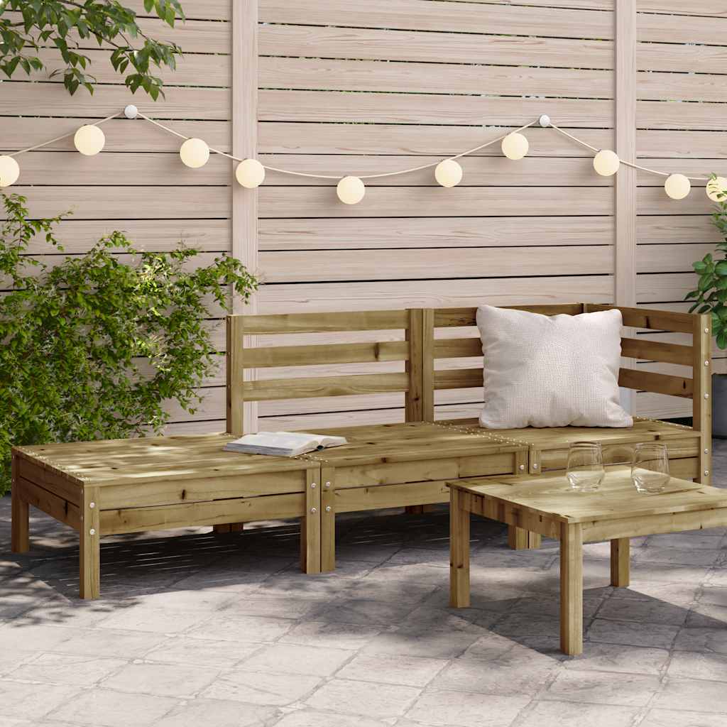 vidaXL Garden Sofa | Natural wood | Impregnated solid pine wood | 3-Seater