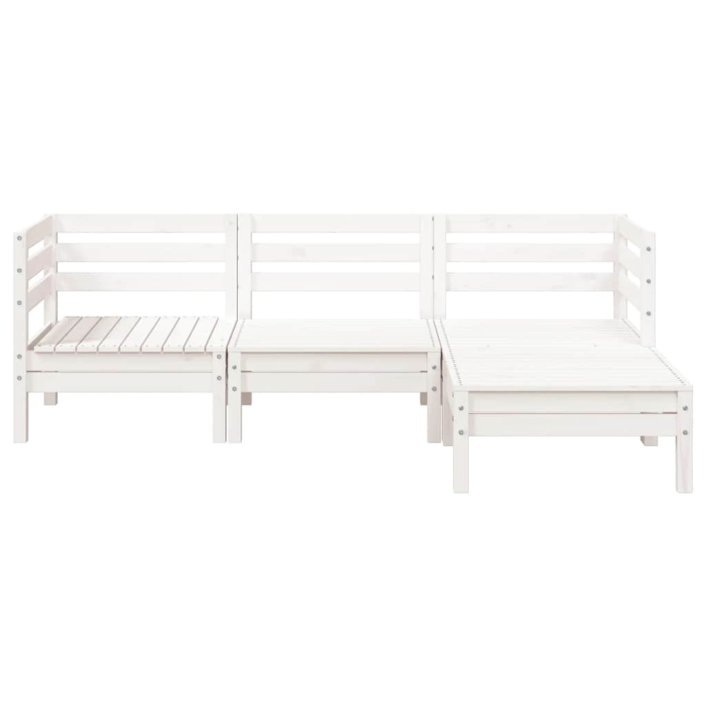 vidaXL Garden Sofa 3-Seater with Footstool White Solid Wood Pine
