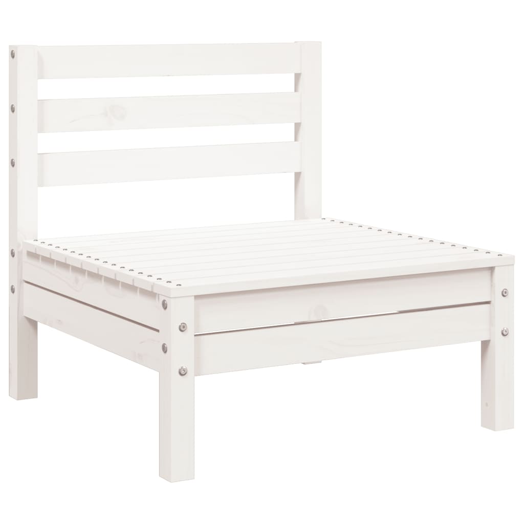vidaXL Garden Sofa 3-Seater with Footstool White Solid Wood Pine