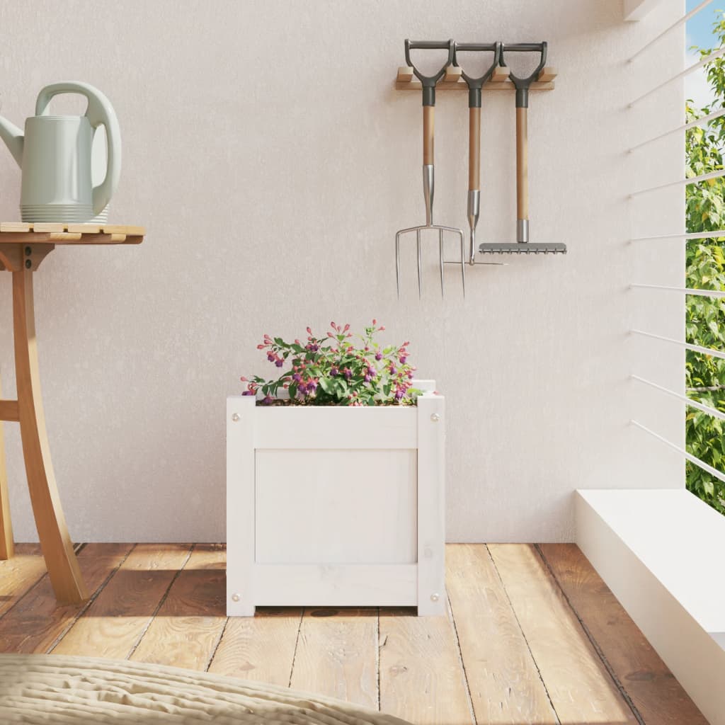 vidaXL Garden Planter White 31x31x31 cm Solid Wood Pine
