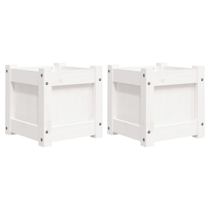 vidaXL Garden Planters 2 pcs White Solid Wood Pine
