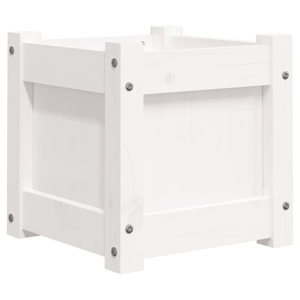 vidaXL Garden Planters 2 pcs White Solid Wood Pine