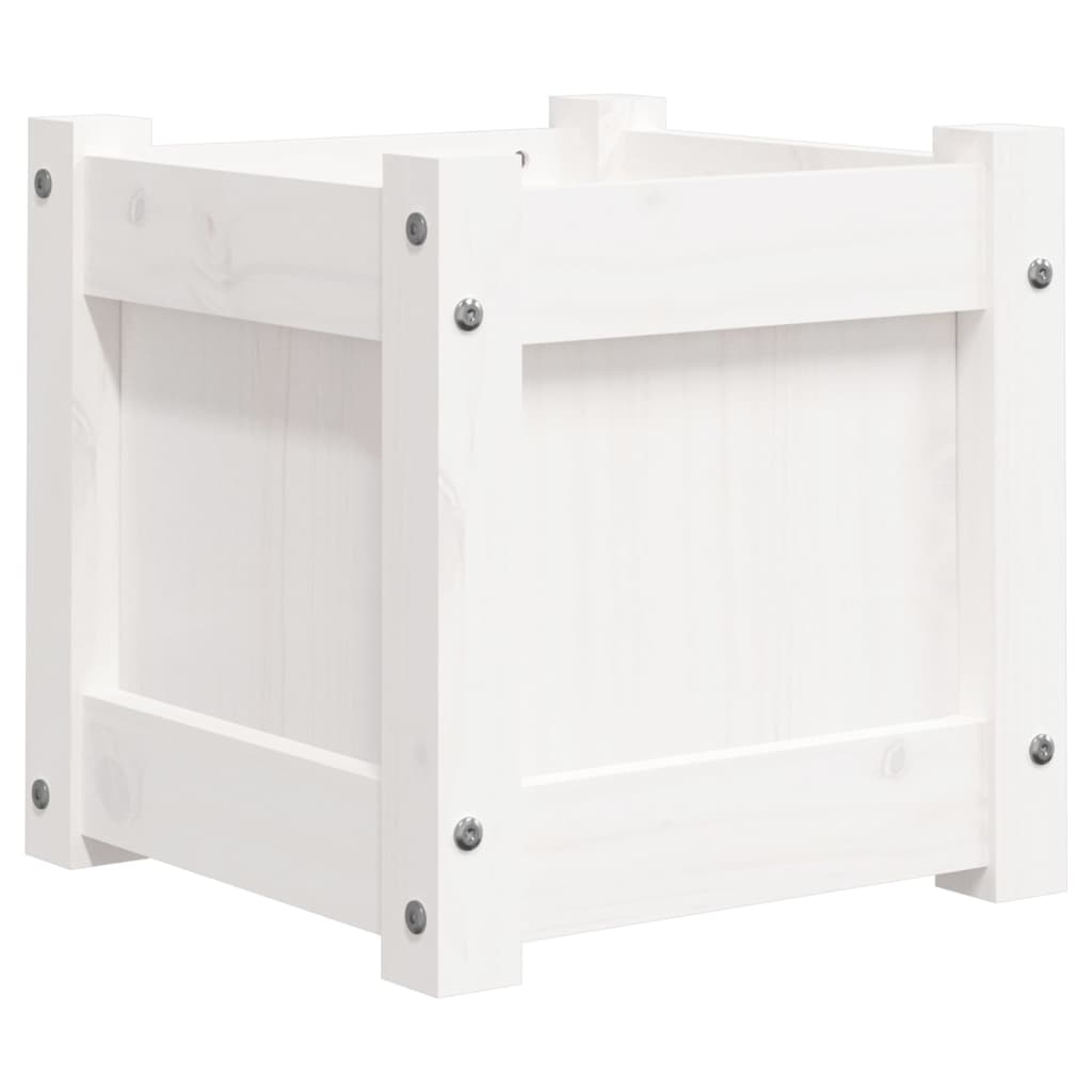 vidaXL Garden Planters 2 pcs White Solid Wood Pine