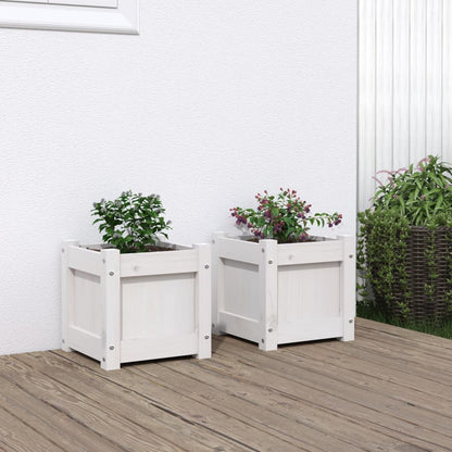 vidaXL Garden Planters 2 pcs White Solid Wood Pine