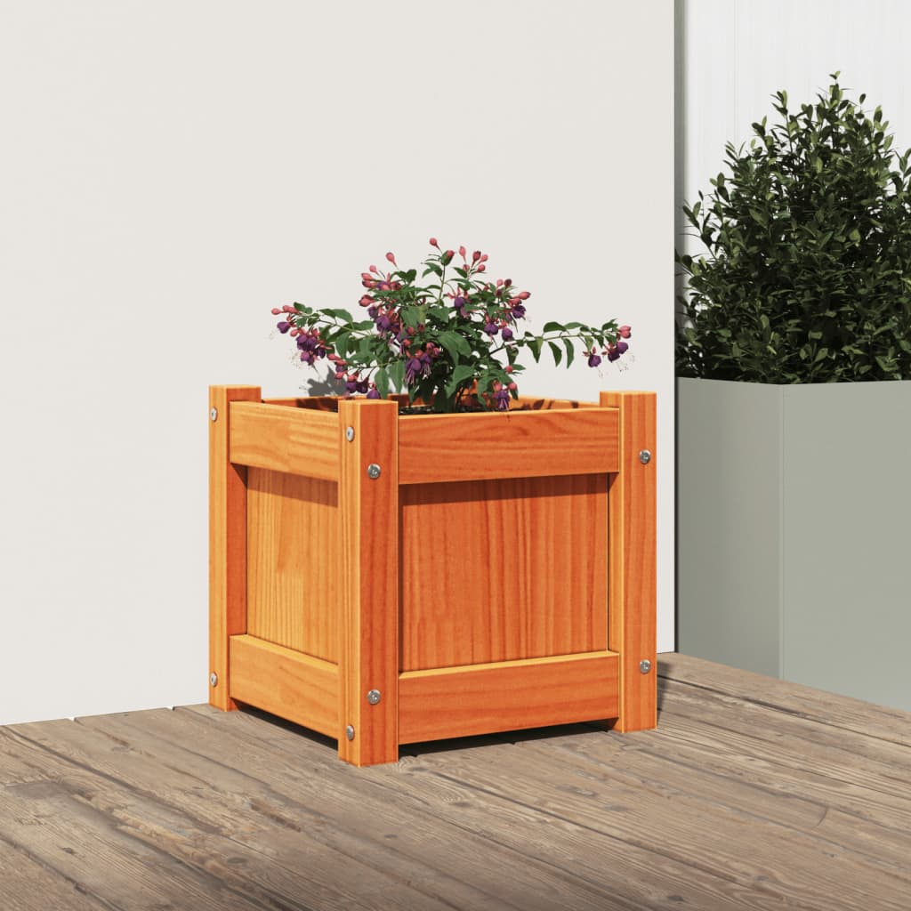 vidaXL Garden Planter Wax Brown 31x31x31 cm Solid Wood Pine