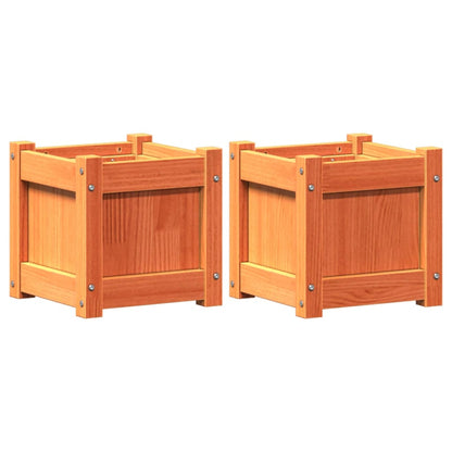 vidaXL Garden Planters 2 pcs Wax Brown Solid Wood Pine